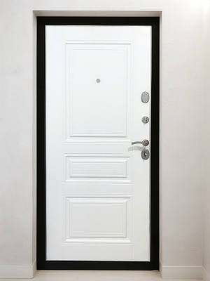 Белая дверь с отделкой МДФ